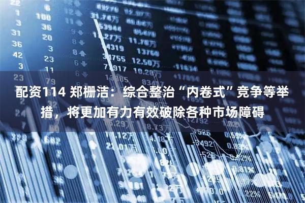 配资114 郑栅洁：综合整治“内卷式”竞争等举措，将更加有力有效破除各种市场障碍